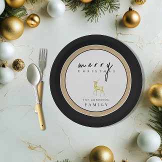 Minimalistische Waterverf Rendier Prettig Kerstfee Papieren Bordje