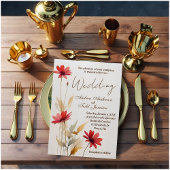 Minimalistische waterverf rode bloem bruiloft kaart