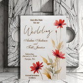 Minimalistische waterverf rode bloem bruiloft save the date