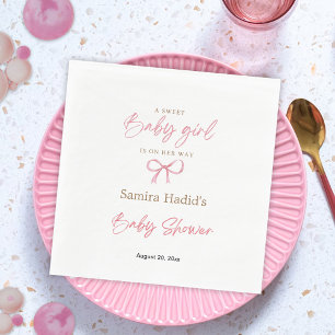 Minimalistische waterverf roze strik meisje baby s servet