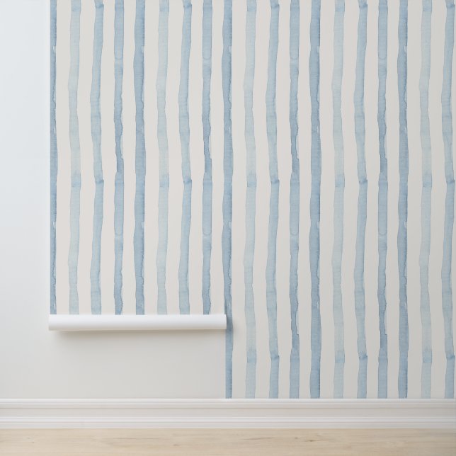 Minimalistische Waterverf Stripes jongensbehang Behang (Applicatie)