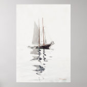 Minimalistische Waterverf zeilboot Poster Elegant (Voorkant)