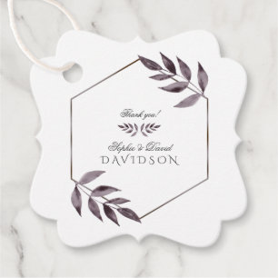 Minimalistische Waterverfinkt Blad Diamant Huwelij Bedankjes Labels