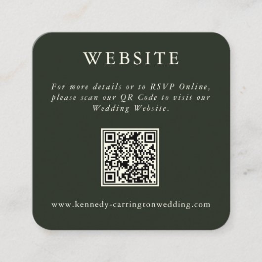 Minimalistische websitebehuizing met groene QR-cod Informatiekaartje (Voorkant)
