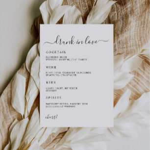 Minimalistische Wedding Bar Menu Sign Drink in lie Kaart