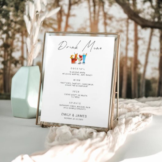 Minimalistische Wedding Bar Menu Sign Sjabloon Poster