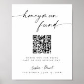 Minimalistische Wedding Honeymoon Fund QR Code Sig Poster (Voorkant)
