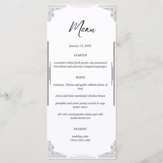 Minimalistische Wedding Menu Kaart | Receptie Kaar (Voorkant)