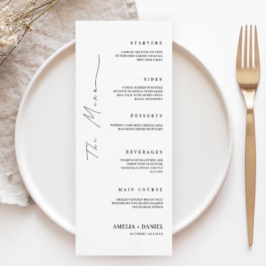 Minimalistische Wedding Menu Kaarten Sjabloon