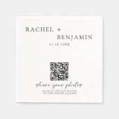 Minimalistische Wedding QR-code Deel uw foto's Servet (Voorkant)