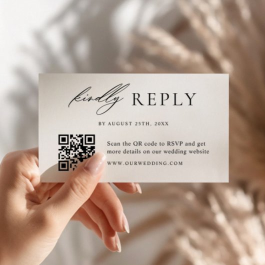 Minimalistische Wedding QR-code RSVP Informatiekaartje