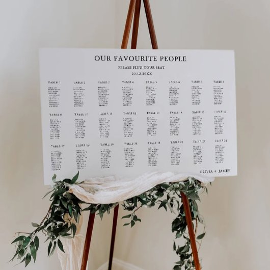 Minimalistische Wedding Seating Chart Sjabloon Poster