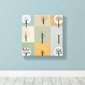 Minimalistische weergave van de vier seizoenen canvas afdruk (Insitu (Houten vloer))