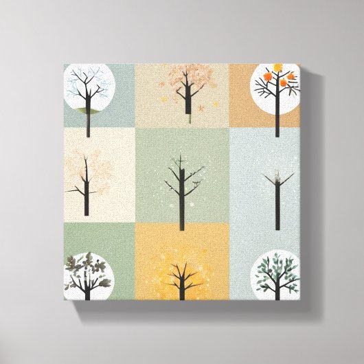 Minimalistische weergave van de vier seizoenen canvas afdruk (Voorkant)