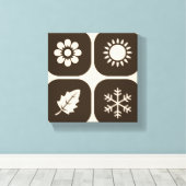 Minimalistische weergave van de vier seizoenen canvas afdruk (Insitu (Houten vloer))