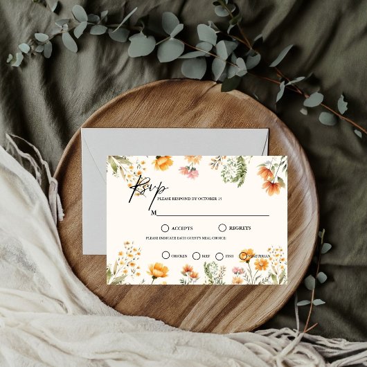 Minimalistische Weide Ivoor Witte Bloemen Bruiloft RSVP Kaartje