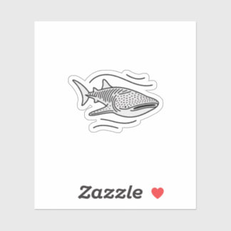 Minimalistische Whale Shark Line Art Sticker