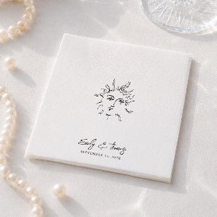Minimalistische Whimsical Inkt Handgetekende Trouw Servet
