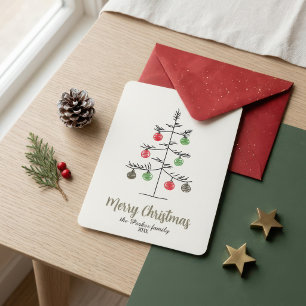 Minimalistische Whimsical Schets Kerstboom Feestdagenkaart