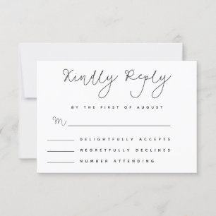 Minimalistische Whimsy Handgeschreven RSVP Kaart