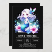 Minimalistische Whimsy Zeemeermin Verjaardag Kaart (Voorkant / Achterkant)