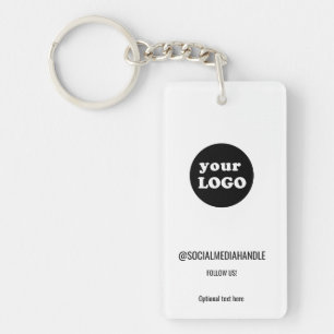 Minimalistische White Custom Business Logo Sleutelhanger