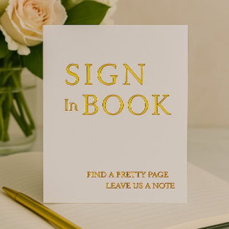 Minimalistische White & Gold Foil Guest Book Sign  Folie Feestdagenkaart