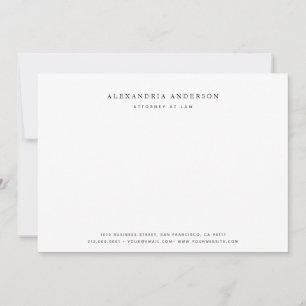 Minimalistische White Lawyer Professional Note Kaa Notitiekaartje