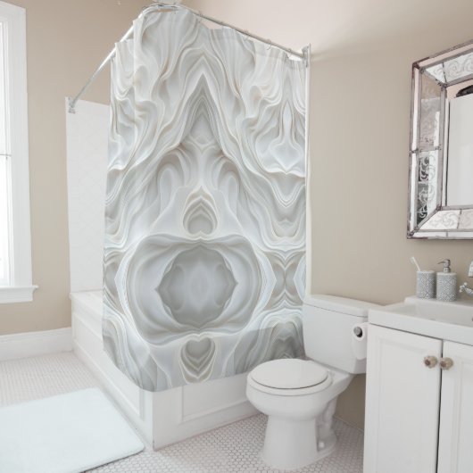 Minimalistische White Marble Wave Douchegordijn Lu (In situ)