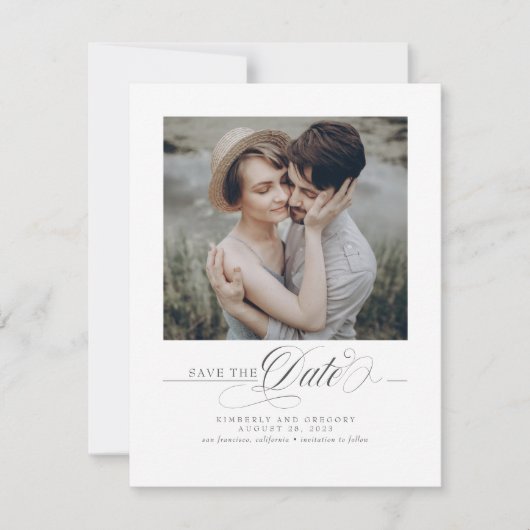 Minimalistische White Modern Save the Date-foto Save The Date (Voorkant)