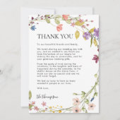 Minimalistische wilde bloem foto bruiloft bedankkaart (Voorkant)