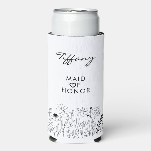 Minimalistische Wilde Bloem Schattige Trouwgetuige (Seltzer Voorkant)