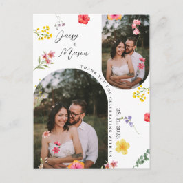 Minimalistische wilde bloemen botanische dank je w briefkaart