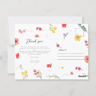 Minimalistische Wilde Bloemen Botanische Dankjewel Briefkaart