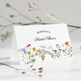 Minimalistische Wilde Bloemen Bruidsdouche Bedankkaart