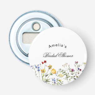 Minimalistische Wilde Bloemen Bruidsdouche Button Flesopener