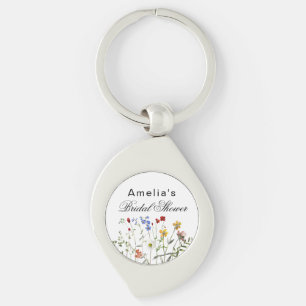 Minimalistische Wilde Bloemen Bruidsdouche Sleutelhanger