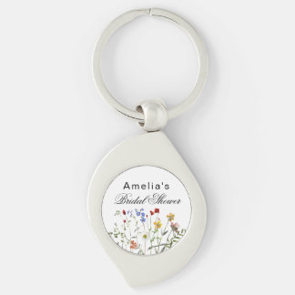 Minimalistische Wilde Bloemen Bruidsdouche Sleutelhanger