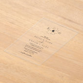 Minimalistische Wildflower Hand-getrokken Monogram Acryl Uitnodigingen (Laagn)