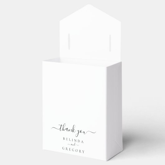 Minimalistische Wildflower Hand-getrokken Monogram Bedankdoosjes (Geopend)