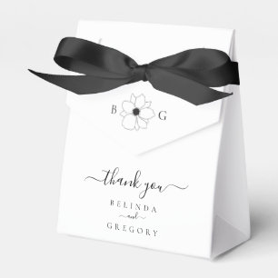 Minimalistische Wildflower Hand-getrokken Monogram Bedankdoosjes