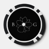 Minimalistische Wildflower Hand-getrokken Monogram Poker Chips (Achterkant)