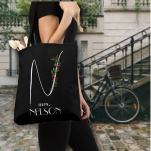 Minimalistische wildflower monogram leraar draagtas