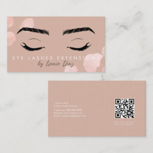 Minimalistische Wimperextensie Salon Roze B Visitekaartje