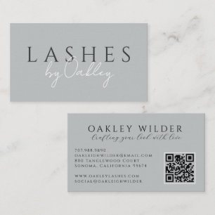 Minimalistische Wimperntechnicus Grijze QR-code Visitekaartje
