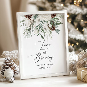 Minimalistische winter groenblijvende Liefde is aa Poster