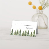 Minimalistische Winter Snowy Pine Tree Forest Wedd (Voorkant)