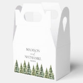 Minimalistische Winter Snowy Pine Tree Forest Wedd Bedankdoosjes (Geopend)