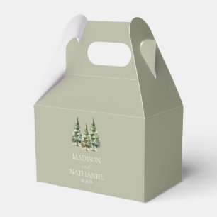 Minimalistische Winter Snowy Pine Tree Forest Wedd Bedankdoosjes
