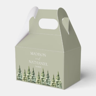 Minimalistische Winter Snowy Pine Tree Forest Wedd Bedankdoosjes
